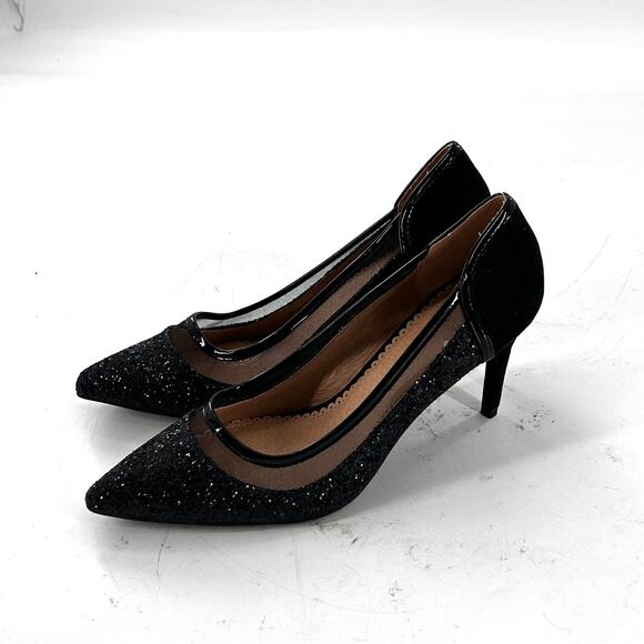 Journee Collection Kalani Glitter Pumps 8 Black NWOT Heels Academia Capsule - Picture 2 of 7